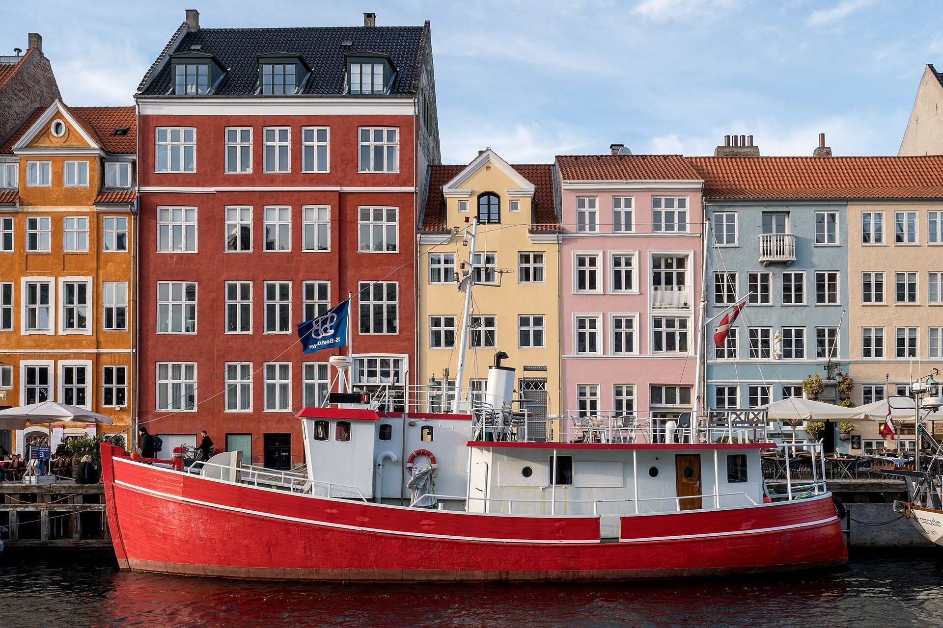 Fachadas de colores y barcos históricos a lo largo del canal de Nyhavn